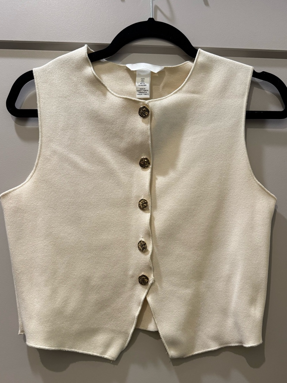 H&M Small Cream Sleeveless Button-Front Blouse